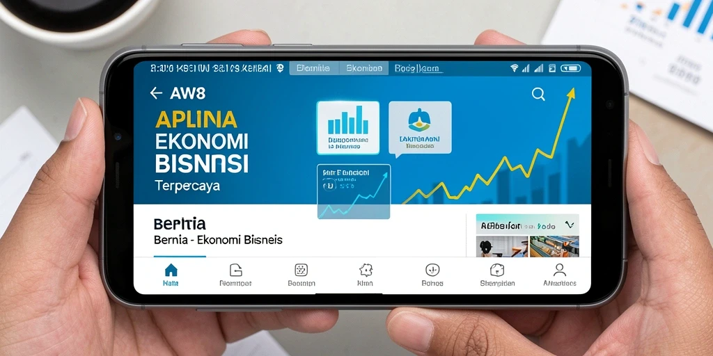 Tampilan antarmuka aplikasi AW8 untuk berita Ekonomi Bisnis.