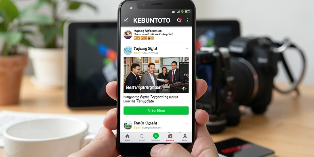 Antarmuka aplikasi KEBUNTOTO menampilkan berita terbaru dan menarik.