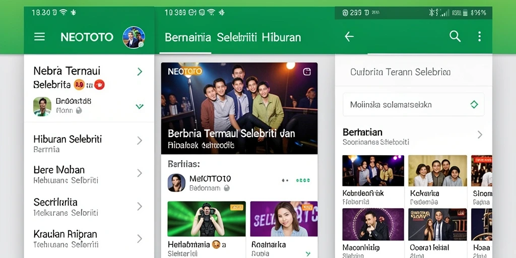 Tampilan antarmuka NEOTOTO yang menarik dengan berita selebriti.
