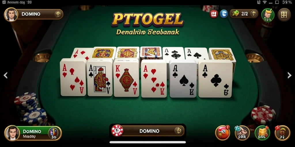Tampilan antarmuka PTTOGEL yang menarik dengan fitur permainan Domino.